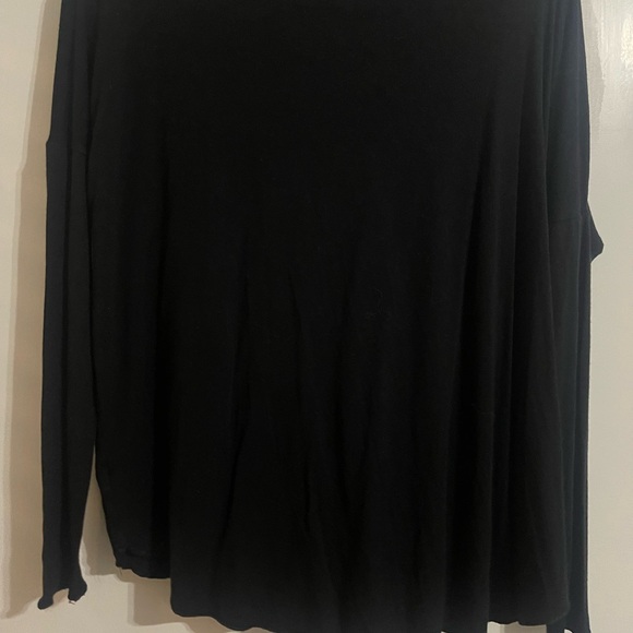 Double Zero Brand Size S Black Crisscross Long Sleeve V-neck Ladies Blouse - Picture 6 of 6